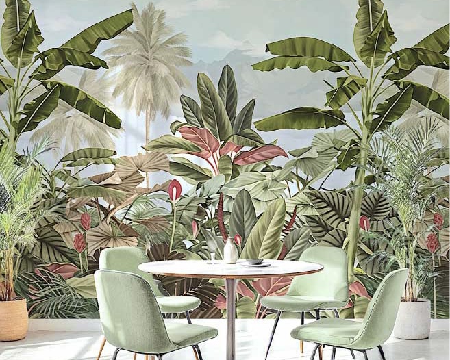 Exotic Tropical Wallpaper for Pantry and Dining Room